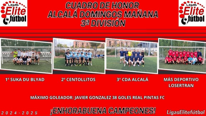 CUADRO DE HONOR. ALCALÁ DOMINGOS MAÑANA 3ª DIVISIÓN